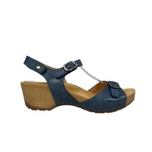 Dansko Tricia Sandals Womens 7.5 8 EU 38 Blue Milled Burnished Leather Comfort